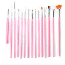 Colorful Metal 15pcs Nail Art Brush Set 3D Nail Art Liner Brush Design Nail Painting Pen